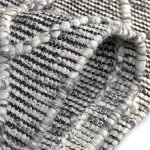Wool Area Rug Footmat Doormat Woven Black and Gray DIAMONDs